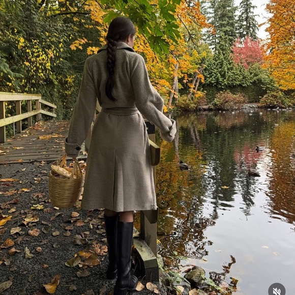 Everlane Herringbone Tan Coat - Picture 3 of 6